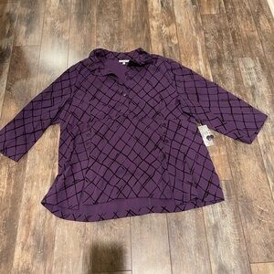Habitat Women's Deep Purple Grid Blouse